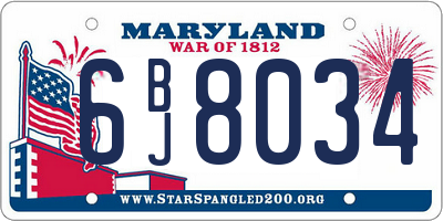 MD license plate 6BJ8034