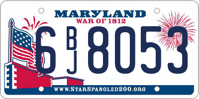 MD license plate 6BJ8053