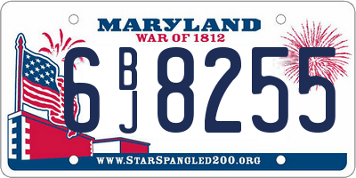 MD license plate 6BJ8255