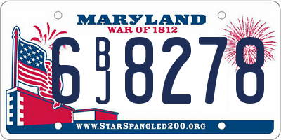 MD license plate 6BJ8278