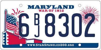 MD license plate 6BJ8302
