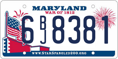 MD license plate 6BJ8381