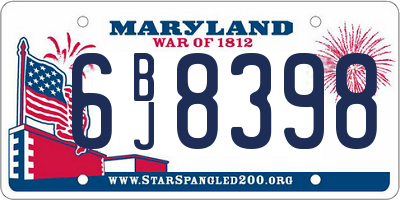 MD license plate 6BJ8398
