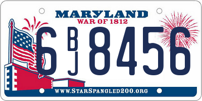 MD license plate 6BJ8456