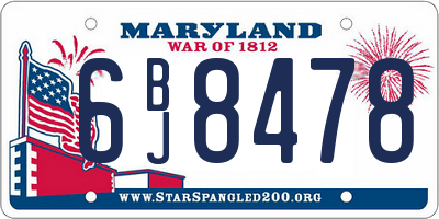 MD license plate 6BJ8478