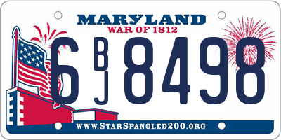 MD license plate 6BJ8498