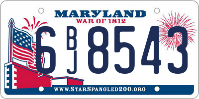 MD license plate 6BJ8543