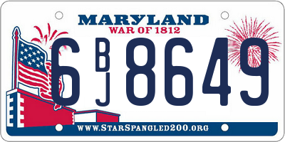 MD license plate 6BJ8649