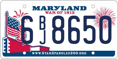 MD license plate 6BJ8650