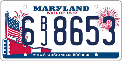 MD license plate 6BJ8653