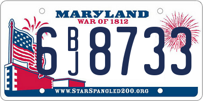 MD license plate 6BJ8733