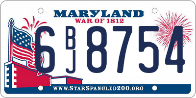 MD license plate 6BJ8754