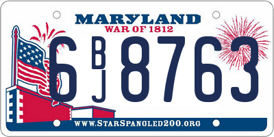 MD license plate 6BJ8763