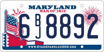 MD license plate 6BJ8892