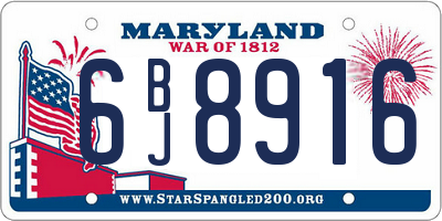MD license plate 6BJ8916