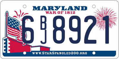 MD license plate 6BJ8921