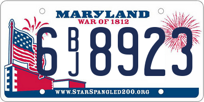 MD license plate 6BJ8923