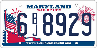 MD license plate 6BJ8929