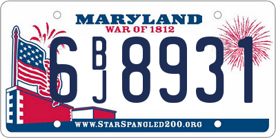 MD license plate 6BJ8931
