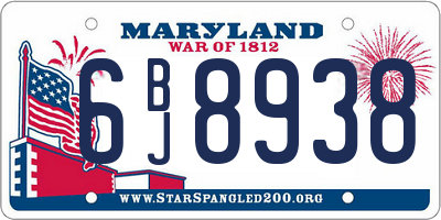 MD license plate 6BJ8938