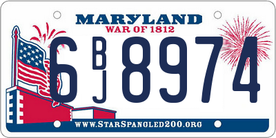 MD license plate 6BJ8974