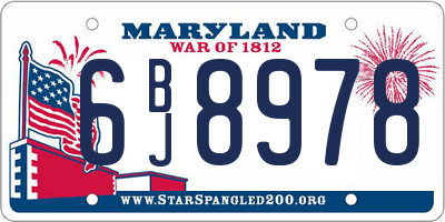 MD license plate 6BJ8978