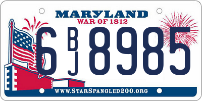 MD license plate 6BJ8985