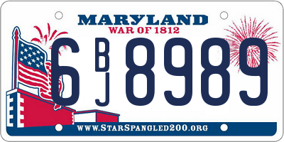MD license plate 6BJ8989