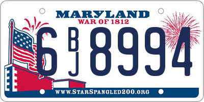 MD license plate 6BJ8994