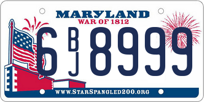 MD license plate 6BJ8999