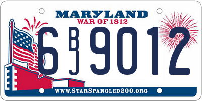 MD license plate 6BJ9012