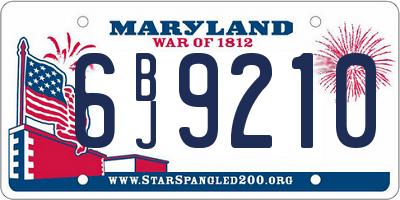 MD license plate 6BJ9210