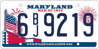 MD license plate 6BJ9219