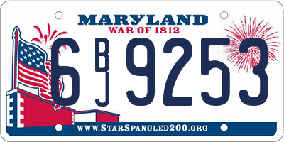 MD license plate 6BJ9253