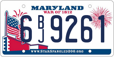 MD license plate 6BJ9261
