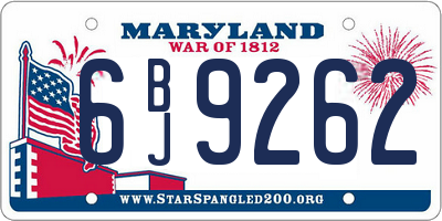 MD license plate 6BJ9262