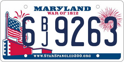 MD license plate 6BJ9263