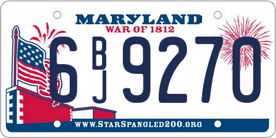 MD license plate 6BJ9270