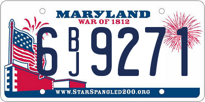 MD license plate 6BJ9271