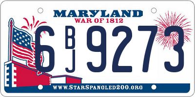 MD license plate 6BJ9273