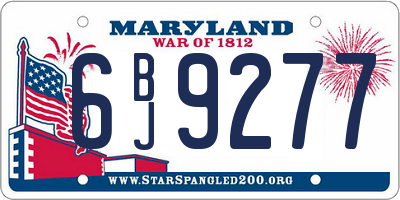 MD license plate 6BJ9277