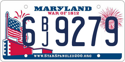 MD license plate 6BJ9279