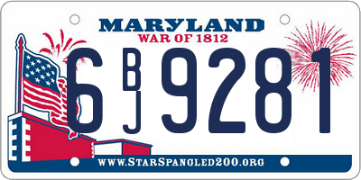 MD license plate 6BJ9281