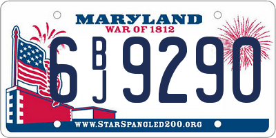 MD license plate 6BJ9290