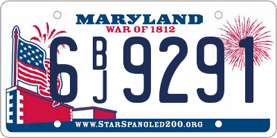 MD license plate 6BJ9291