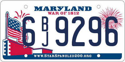 MD license plate 6BJ9296