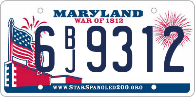 MD license plate 6BJ9312