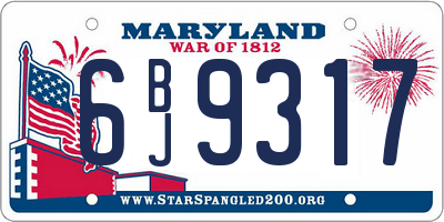 MD license plate 6BJ9317