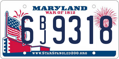 MD license plate 6BJ9318