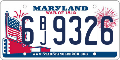 MD license plate 6BJ9326